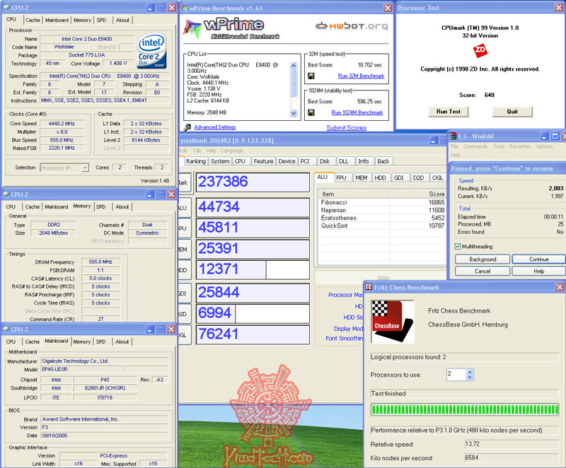 v test GIGABYTE EP45 UD3R :  Easily to Play with FSB.