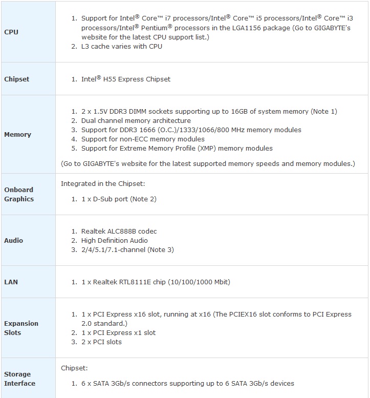Gigabyte H55M-S2 Motherboard ,จิ๋วแต่แจ๋วจาก Gigabyte ครับ ...