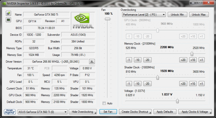 info nvidia inspector 720x395 Asus GTX560 Ti DirectCUII TOP : Review