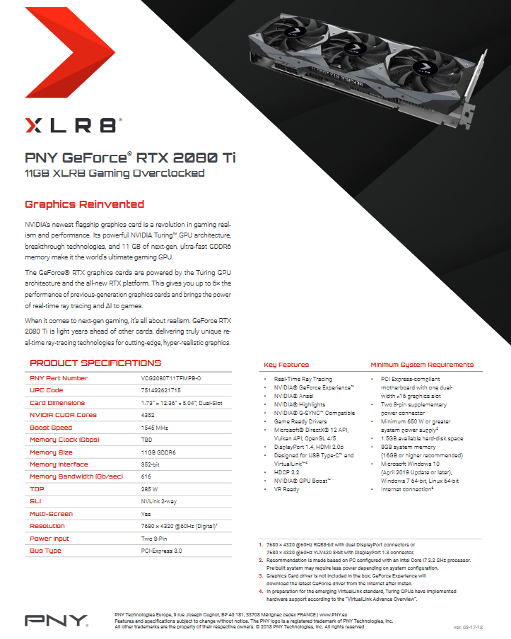 pny-rtx-2080-ti-xlr8-manual pny rtx 2080 ti xlr8 manual PNY เผยราคาและสเปกของ NVIDIA GeForce RTX 2080 Ti และ RTX 2080 รุ่นใหม่ล่าสุด