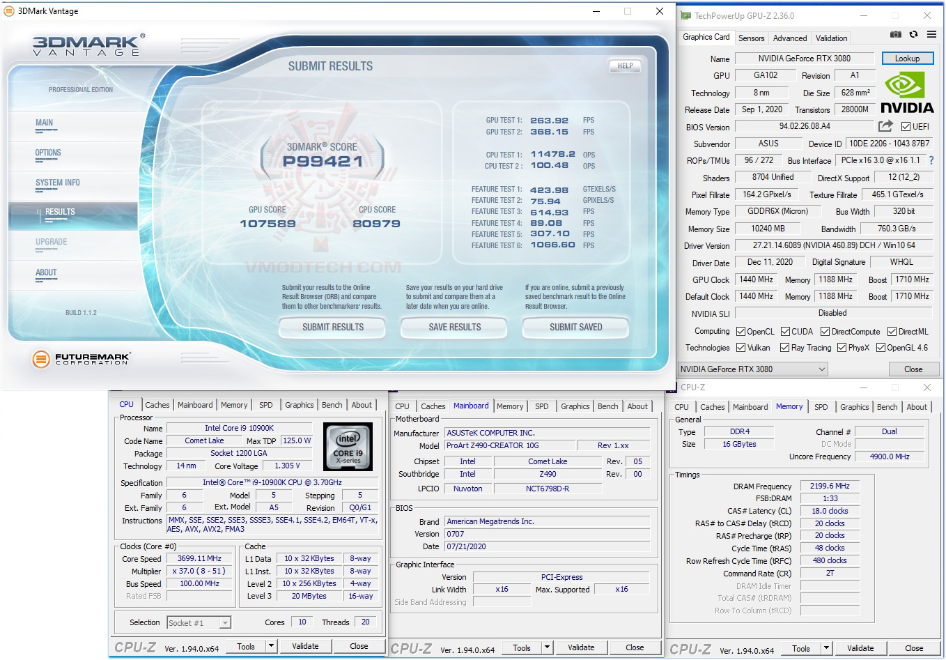 vt ASUS GeForce RTX 3080 10GB EKWB Review