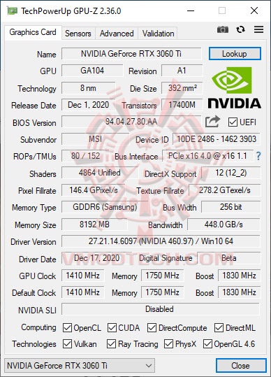 gpuzgen41 MSI GeForce RTX 3060 Ti GAMING X TRIO Review