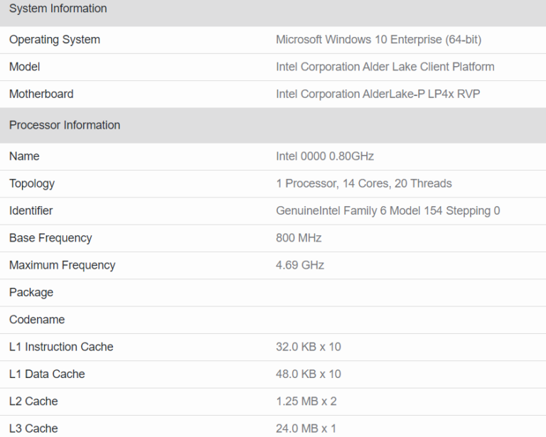 intel-alder-lake-p-14-cores-20-threads-768x615 intel alder lake p 14 cores 20 threads 768x615 หลุดข้อมูลซีพียู Intel Alder Lake P มีจำนวนคอร์ 14C/20T คาดเป็นรุ่น mobile ที่ใช้งานในแล็ปท็อปประสิทธิภาพสูง