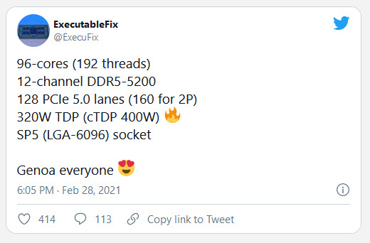 2021 03 01 13 15 47 ลือ!! ซีพียู AMD EPYC “Genoa” สถาปัตย์ ZEN4 รุ่นใหม่มีจำนวนคอร์มากถึง 96C/192T แรม DDR5 5200 รองรับ PCIe 5.0 ใช้ซ๊อกเก็ต SP5 (LGA 6096) คาดเปิดตัวปี 2022