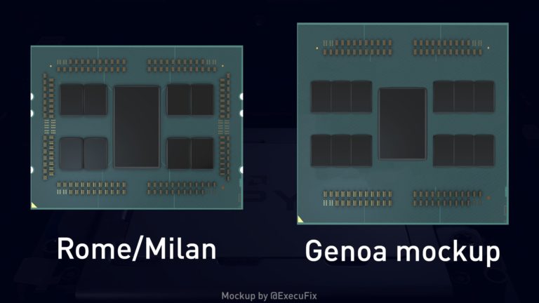 amd epyc zen4 genoa mockup 768x432 ลือ!! ซีพียู AMD EPYC “Genoa” สถาปัตย์ ZEN4 รุ่นใหม่มีจำนวนคอร์มากถึง 96C/192T แรม DDR5 5200 รองรับ PCIe 5.0 ใช้ซ๊อกเก็ต SP5 (LGA 6096) คาดเปิดตัวปี 2022