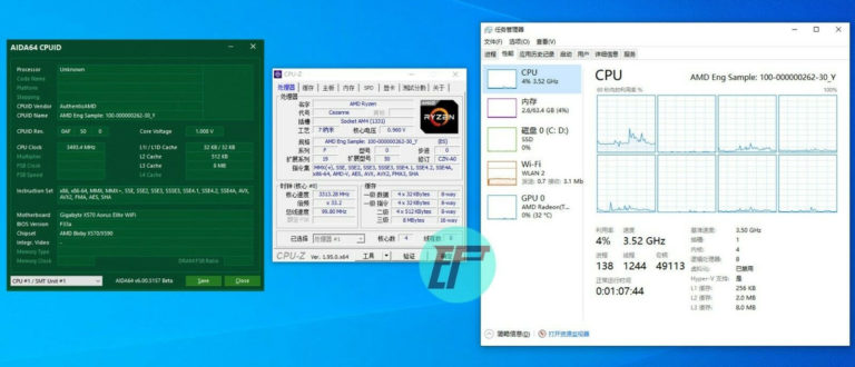 amd ryzen 3 5300g aida cpuz 768x330 หลุดผลทดสอบซีพียู AMD Ryzen 3 5300G รหัส “Cezanne” พร้อมวางจำหน่ายใน eBay ราคา 177 USD ก่อนเปิดตัวอย่างเป็นทางการ