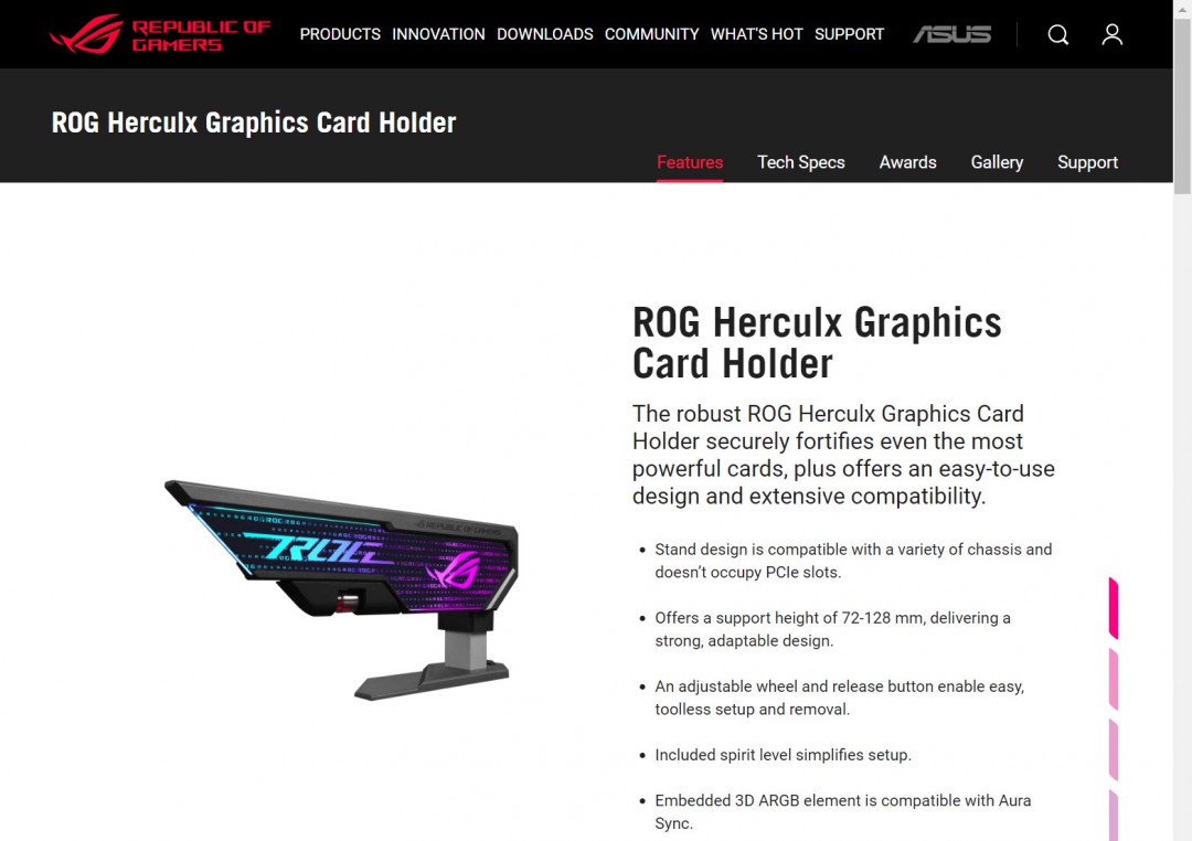 หน้าที่ 1 ASUS ROG Herculx Graphics Card Holder