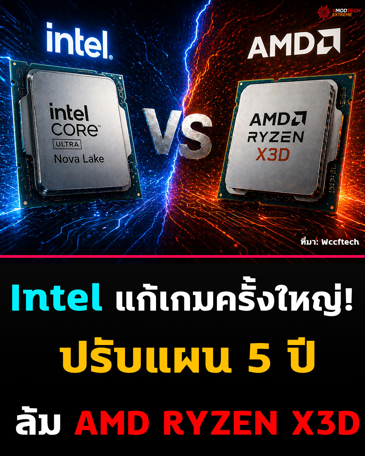 Intel ปรับแผนใหญ่! เขียน Roadmap CPU ใหม่ 5 ปี หวังไล่ทัน AMD X3D