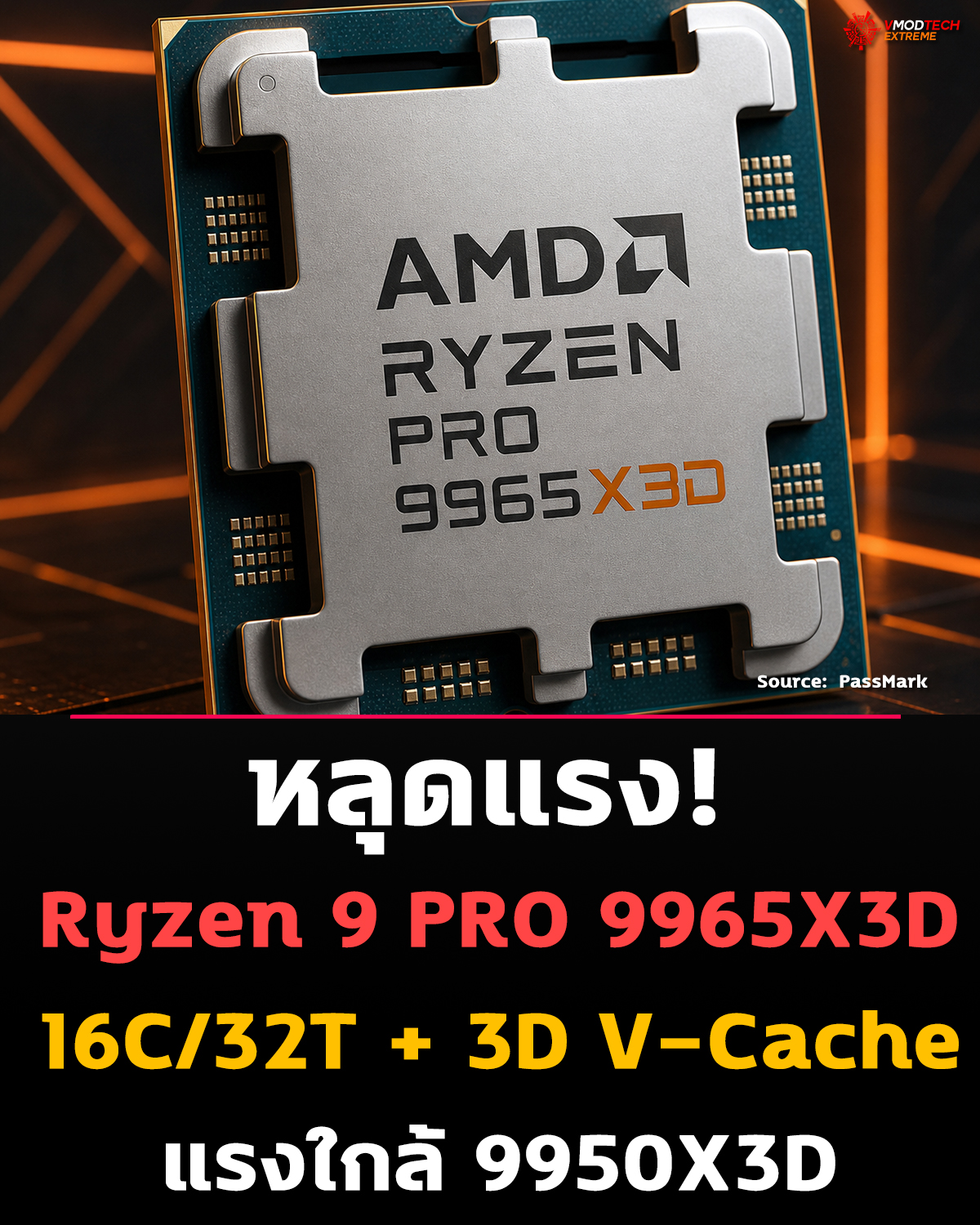 หลุดอีก! AMD Ryzen 9 PRO 9965X3D โผล่ในฐานข้อมูล PassMark