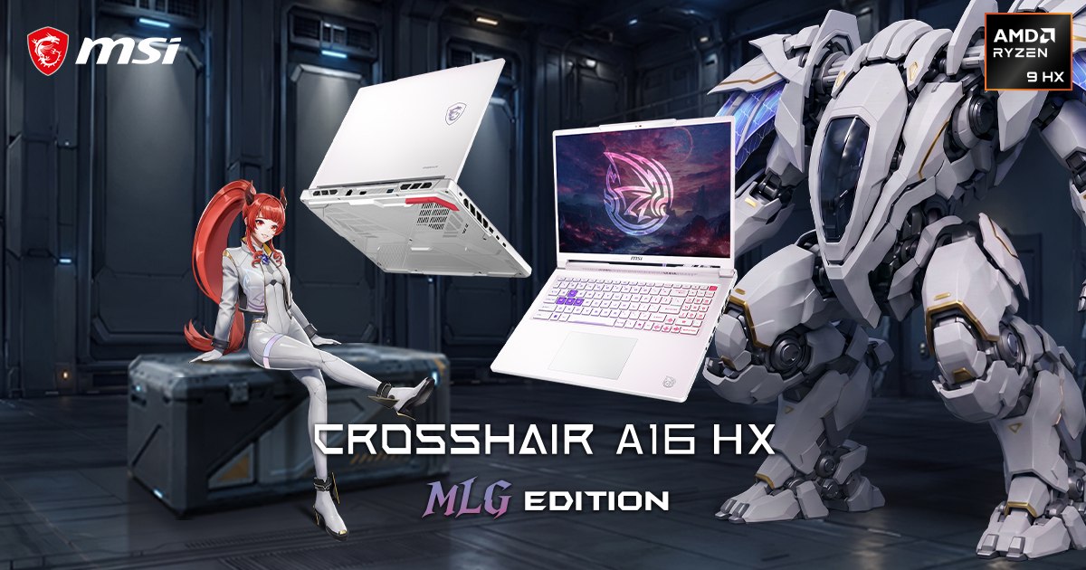 MSI เปิดตัว Crosshair A16 HX MLG Edition โน้ตบุ๊กเกมมิ่งสีขาว พร้อมชิป AMD Ryzen 9 8940HX และการ์ดจอ NVIDIA RTX 5070 เปิด Pre-Order แล้ววันนี้!