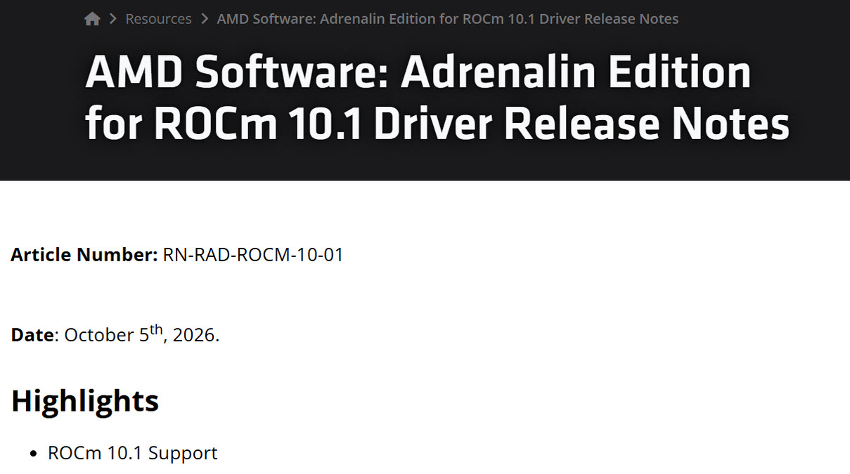 AMD ปล่อยไดรเวอร์ ROCm 10.1 สำหรับ Radeon RX 9000 และ RX 7000